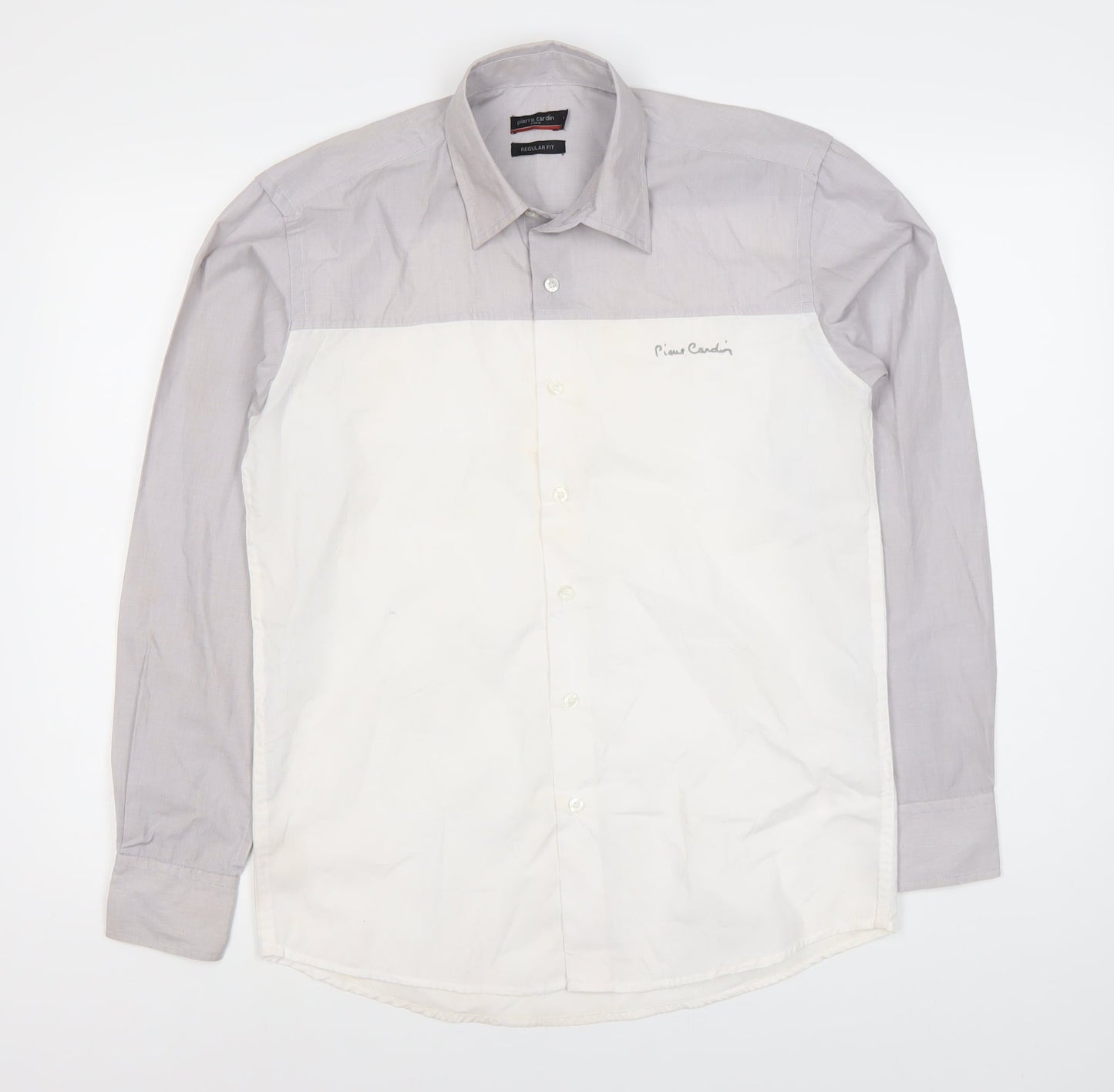 Mens UK Collar Size S Pierre Cardin Smart Grey  Dress Shirt