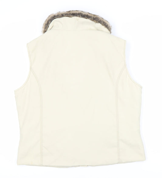 Lakeland Women's Ivory Waistcoat Size 16 with Faux Fur