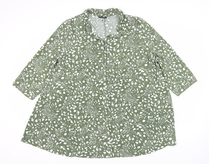 Roman Women's Green 3/4 Sleeve Button Dress - Size 16
