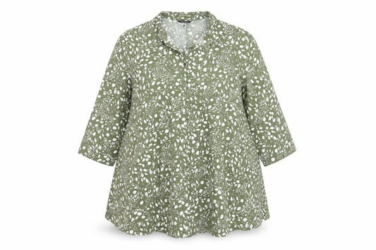 Front view of Roman Women's Green 3/4 Sleeve Button Dress -, size 16