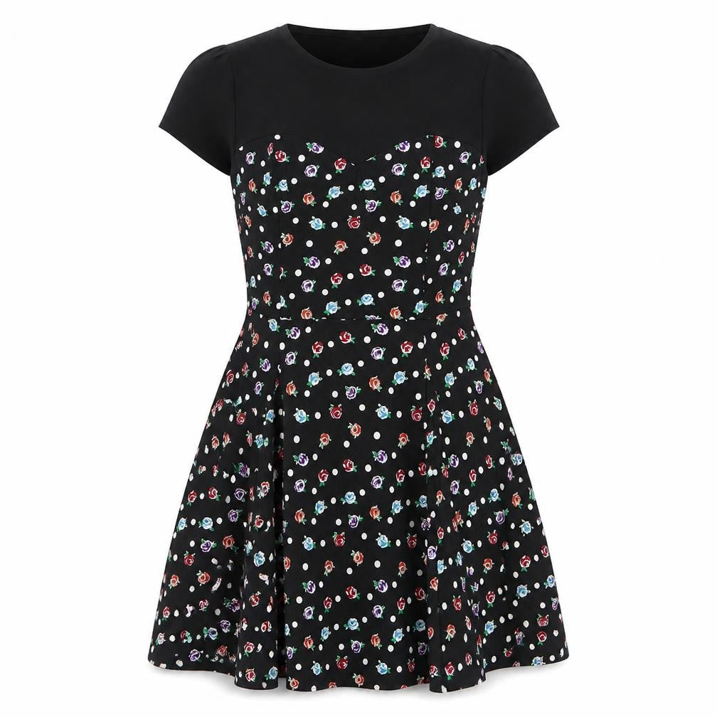 Front view of By Henry Holland Women's Black Floral Dress, size 12