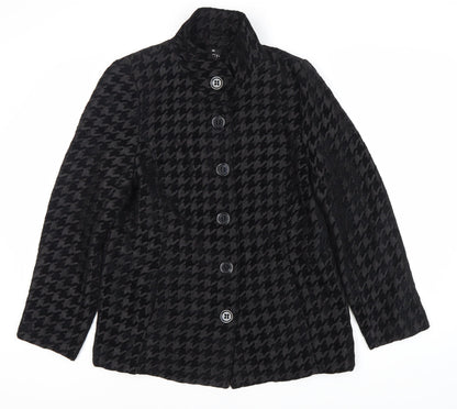 TIGI Women's Black Checkered Mid-Length Coat - Size 12