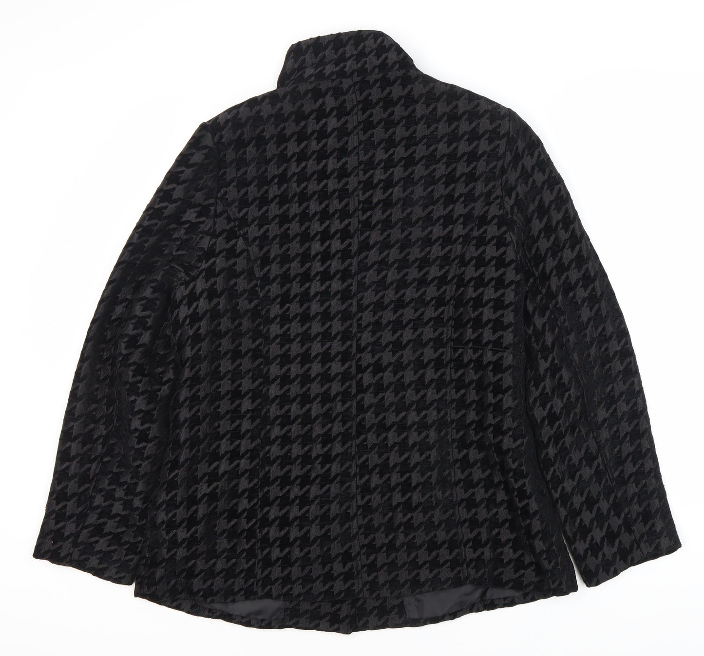 TIGI Women's Black Checkered Mid-Length Coat - Size 12