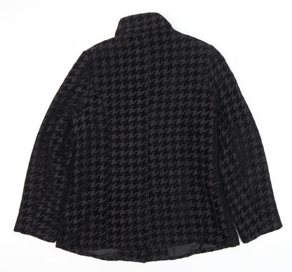 TIGI Women's Black Checkered Mid-Length Coat - Size 12