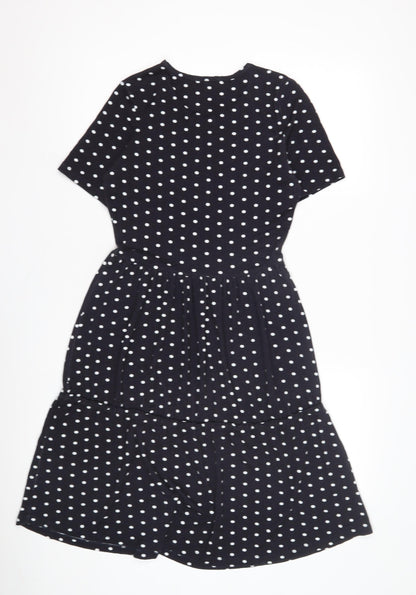 Warehouse Women's Black Polka Dot Dress Size 10