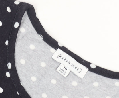 Warehouse Women's Black Polka Dot Dress Size 10