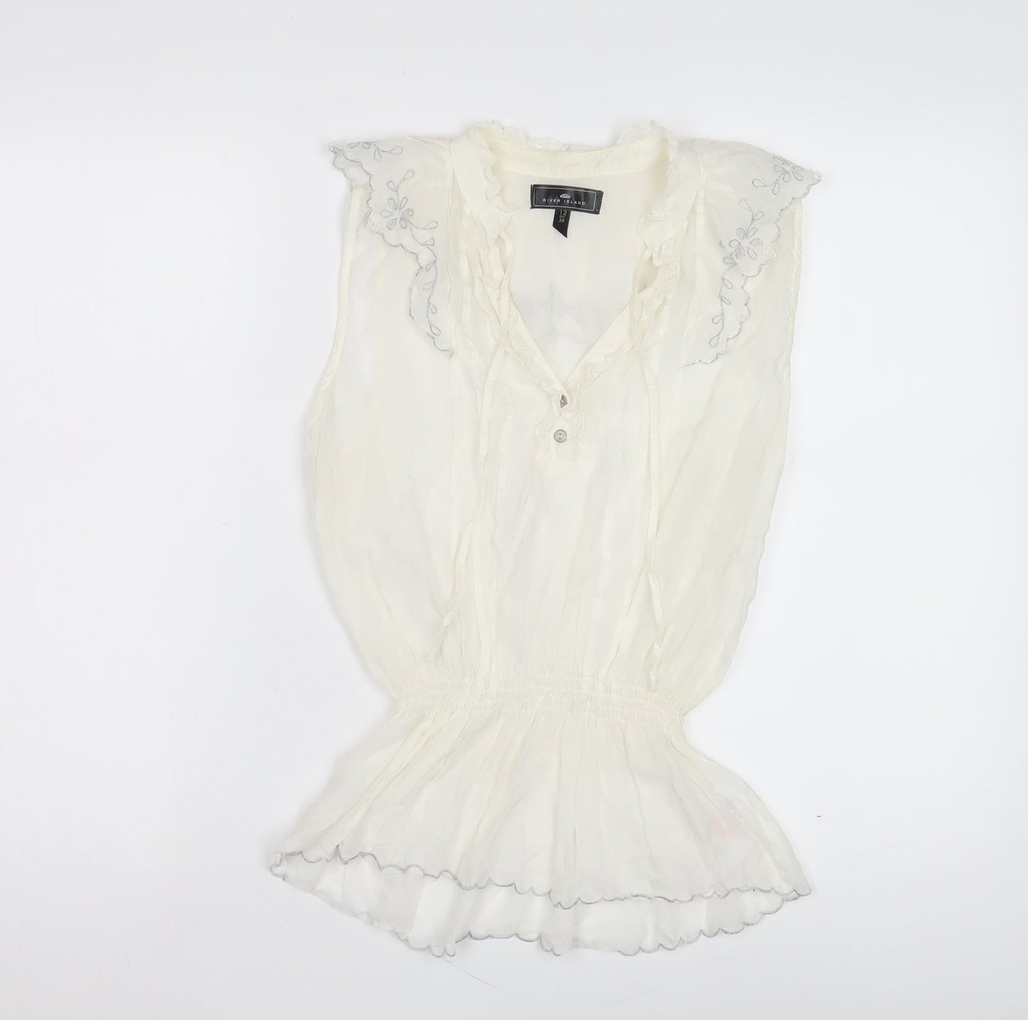 Womens UK Size 12 River Island White Tunic Blouse