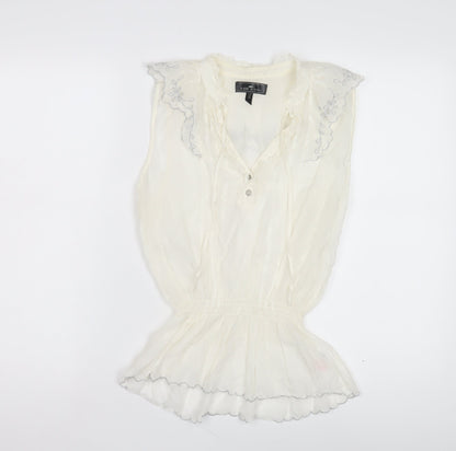 Womens UK Size 12 River Island White Tunic Blouse
