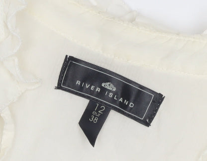 Womens UK Size 12 River Island White Tunic Blouse