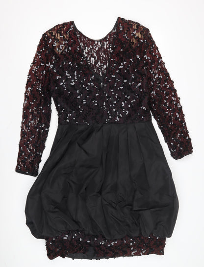After Five Women's Black Long Sleeve Sequin Dress