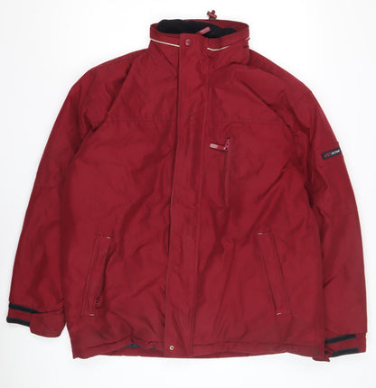Active Men's Red Parka Jacket, Full Zip, Size Regular