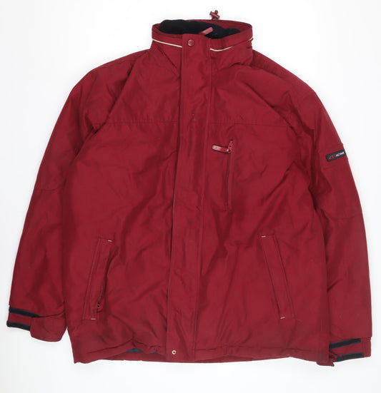 Active Men's Red Parka Jacket, Full Zip, Size Regular