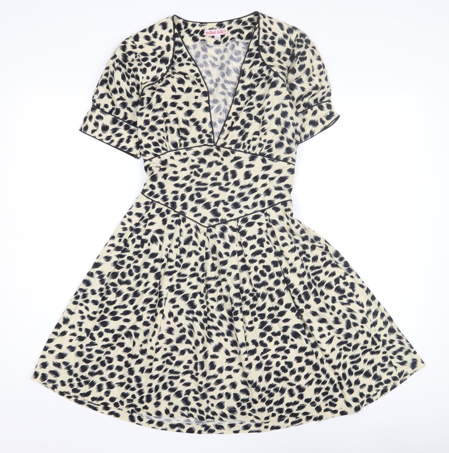 Trollied Dolly Women’s Beige A-Line Animal Print Dress