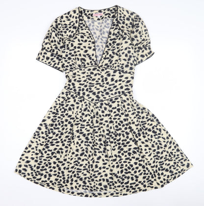 Trollied Dolly Women’s Beige A-Line Animal Print Dress