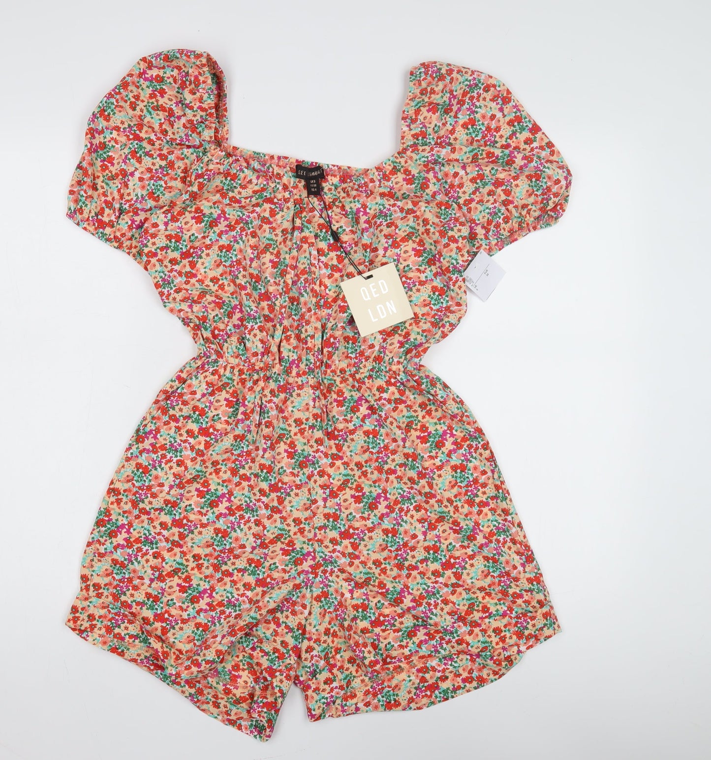QED London Women's Floral Playsuit - Size 8, Multicoloured