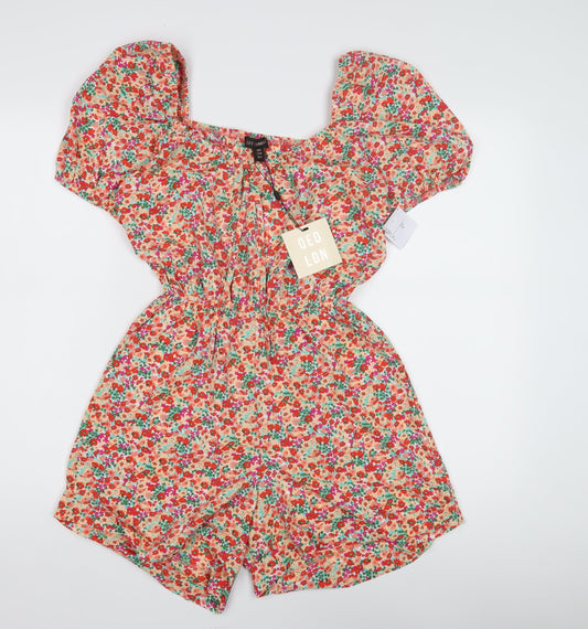 QED London Women's Floral Playsuit - Size 8, Multicoloured