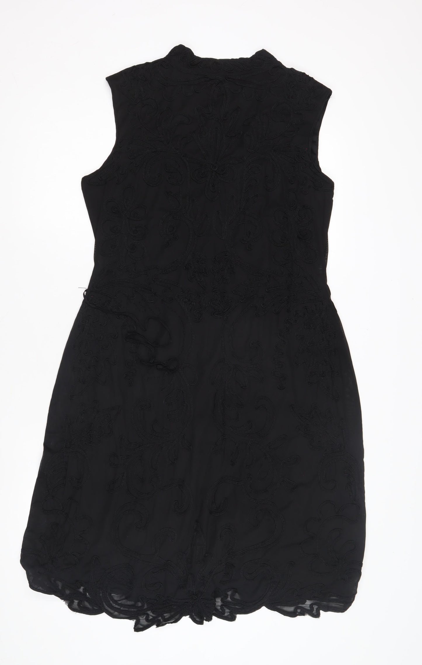 Roman Black Sleeveless High Neck Women's Dress