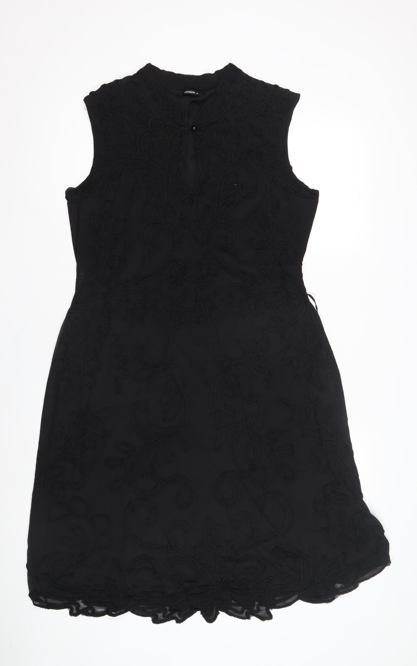 Roman Black Sleeveless High Neck Women's Dress