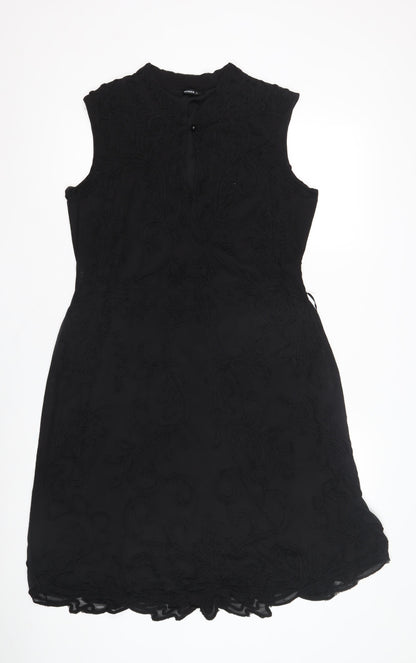 Roman Black Sleeveless High Neck Women's Dress