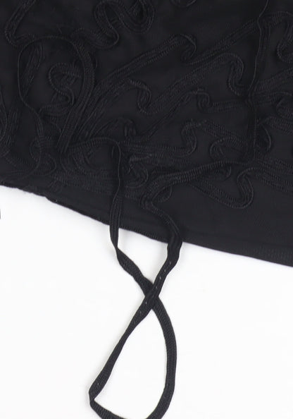Roman Black Sleeveless High Neck Women's Dress