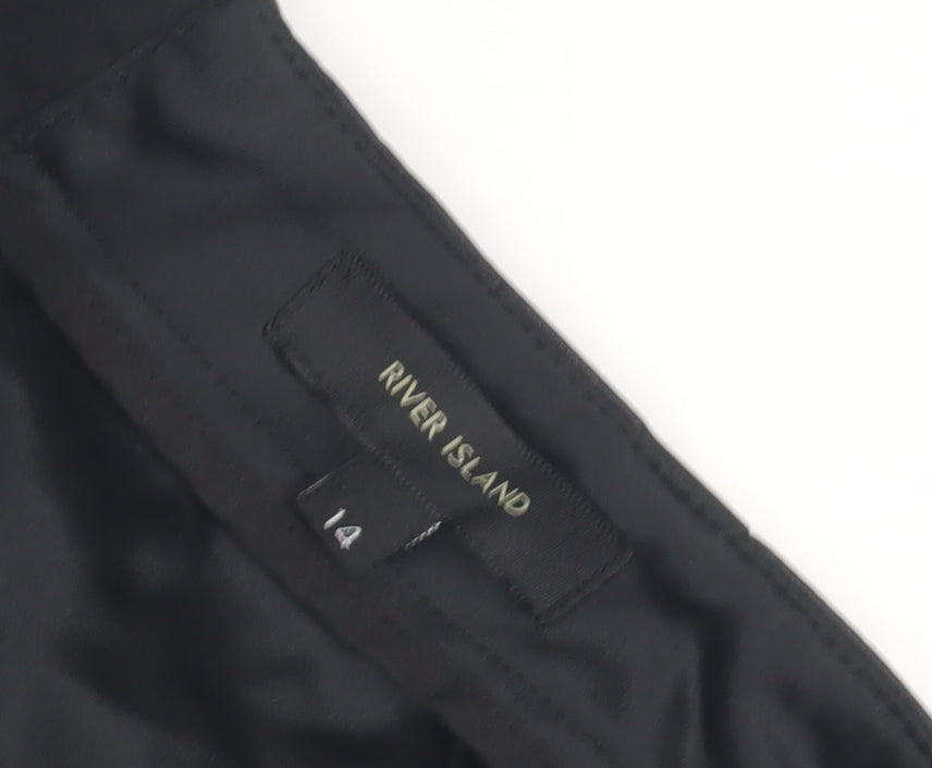 River Island Women's Black Pleated Trousers - Size 14