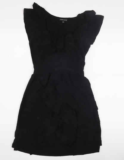 Warehouse Women’s Black A-Line Ruffle Dress Size 6