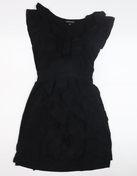 Warehouse Women’s Black A-Line Ruffle Dress Size 6