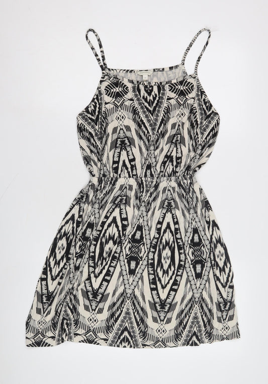 Monsoon Women's Black Ivory Geometric Slip Dress M