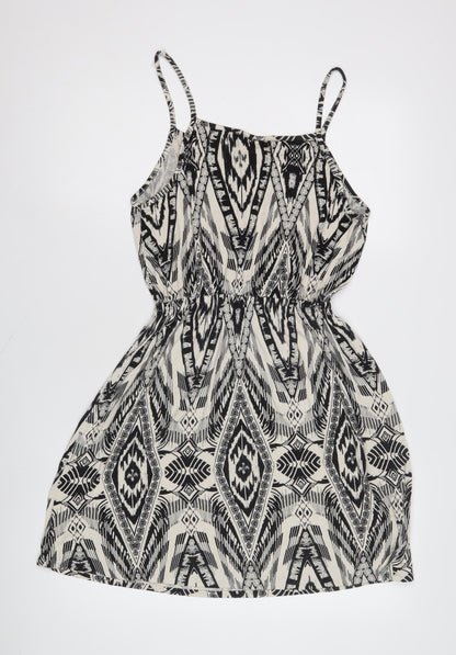 Monsoon Women's Black Ivory Geometric Slip Dress M