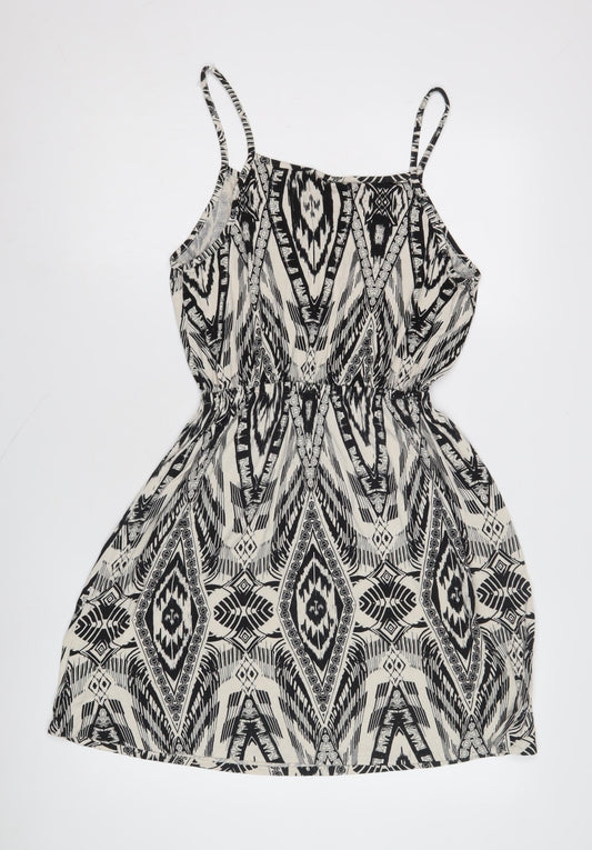 Monsoon Women's Black Ivory Geometric Slip Dress M
