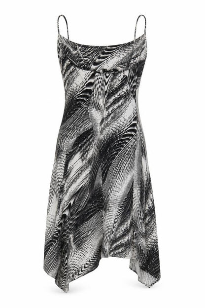 MNG Women's Black Geometric Slip Dress Size 8