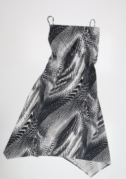 MNG Women's Black Geometric Slip Dress Size 8