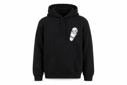 Front view of Stanley/Stella boys’ black xs hooded pullover graphic hoodie