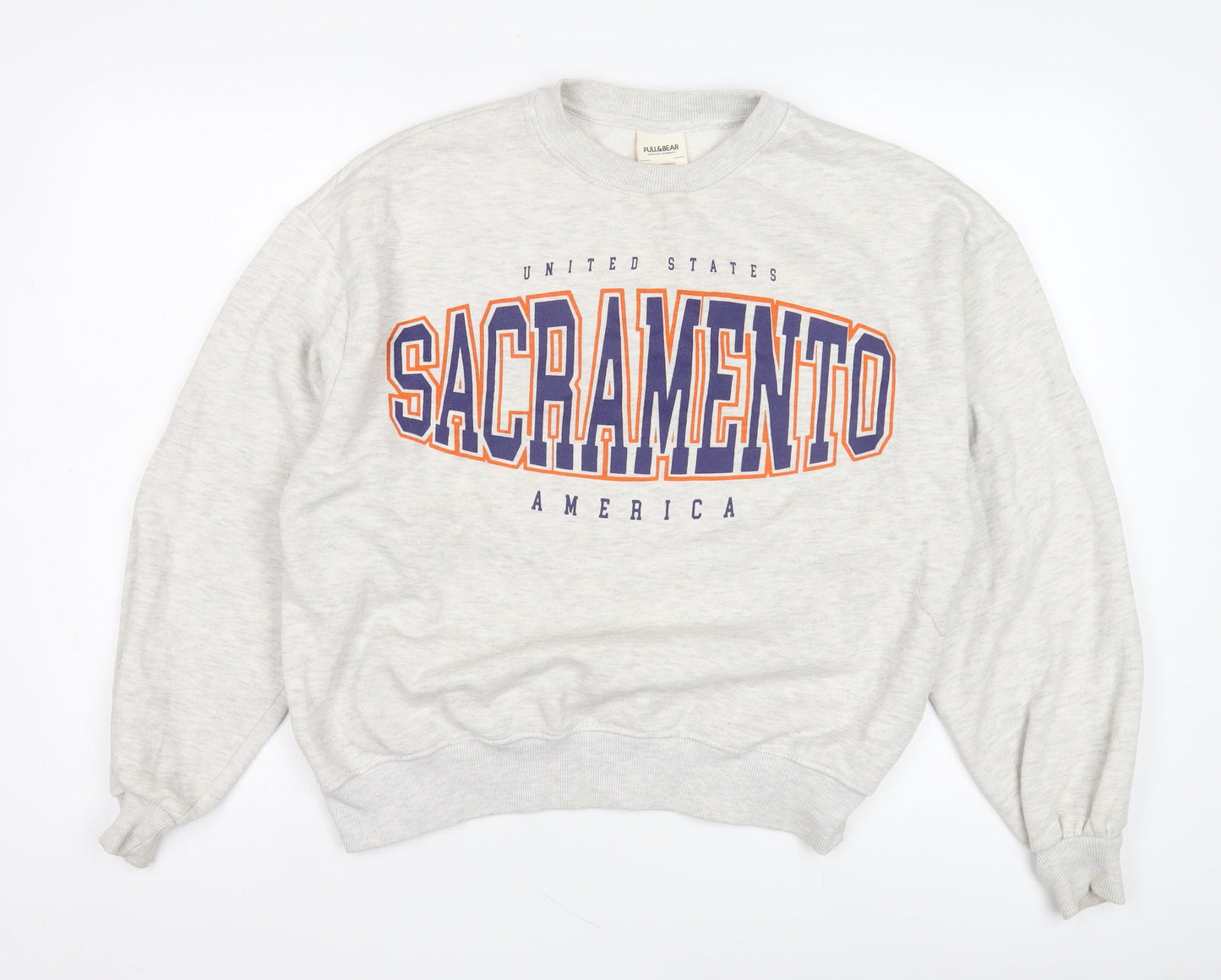 Mens UK Size S Pull & Bear Grey Pullover Sweatshirt
