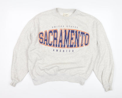 Mens UK Size S Pull & Bear Grey Pullover Sweatshirt