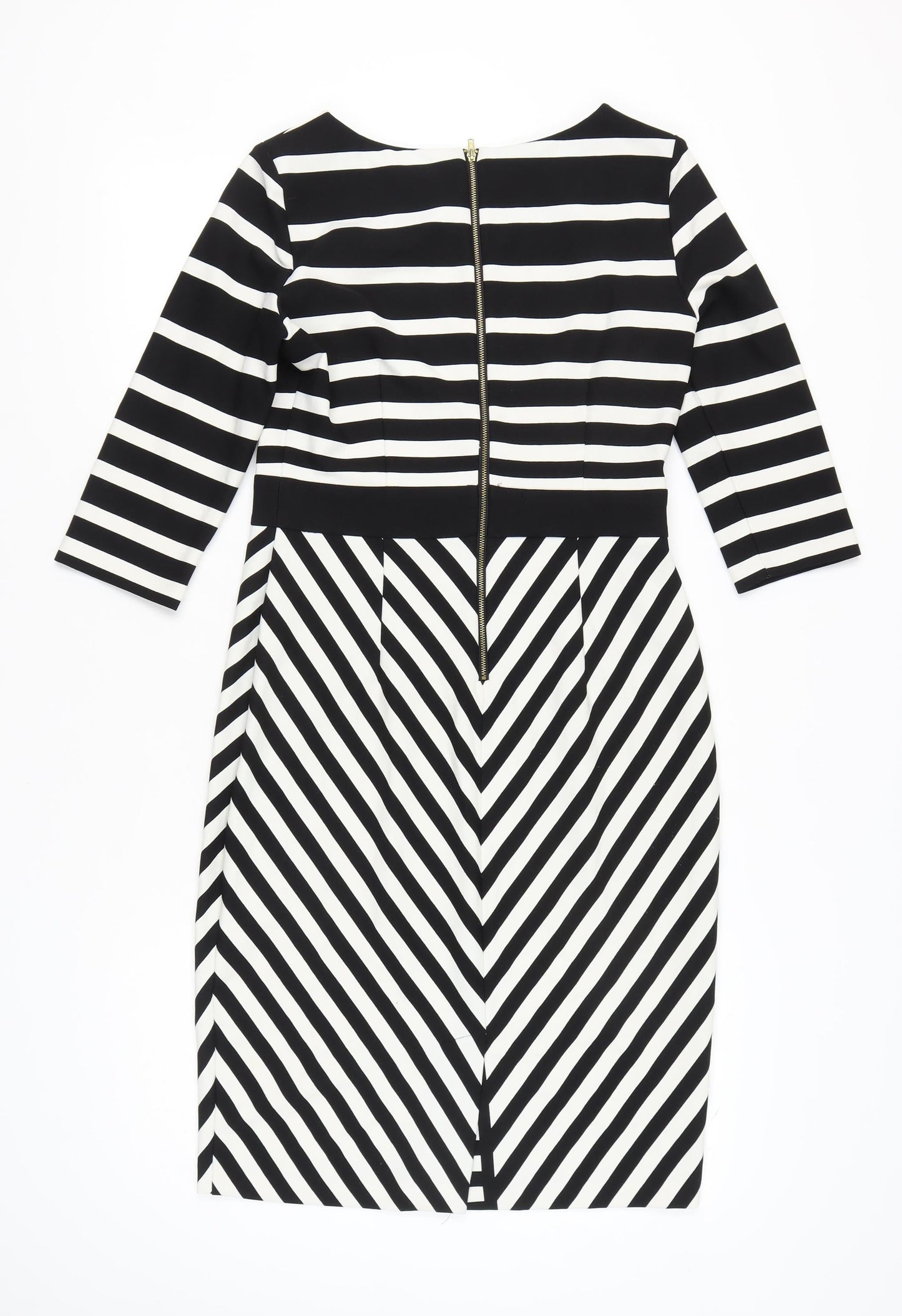 Gabby Skye Women's Black & White Striped Dress, Size 10