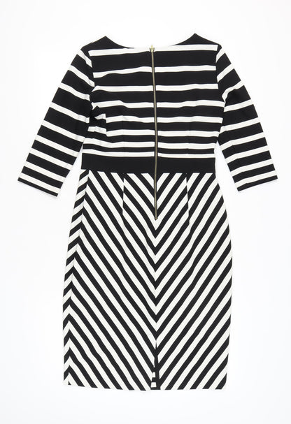 Gabby Skye Women's Black & White Striped Dress, Size 10