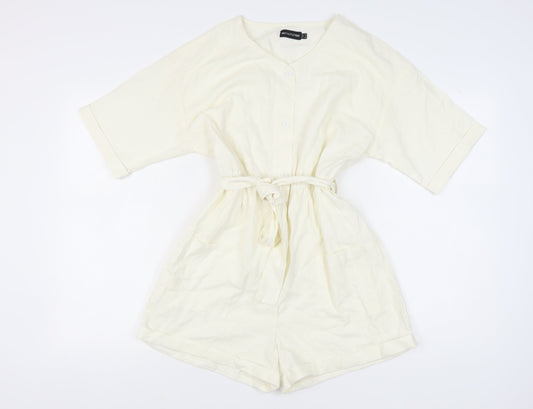 PrettyLittleThing Ivory Women's Playsuit Size 12 Casual Chic