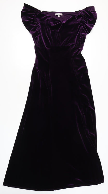 Marks and Spencer Women's Purple Midi Fit & Flare Dress