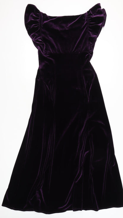 Marks and Spencer Women's Purple Midi Fit & Flare Dress
