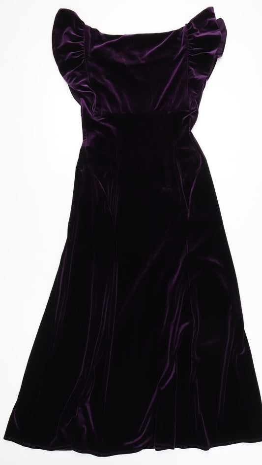 Marks and Spencer Women's Purple Midi Fit & Flare Dress