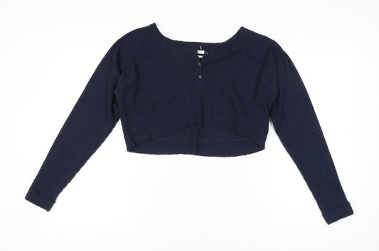 Womens UK Size S Urban Outfitters Blue Cropped Blouse