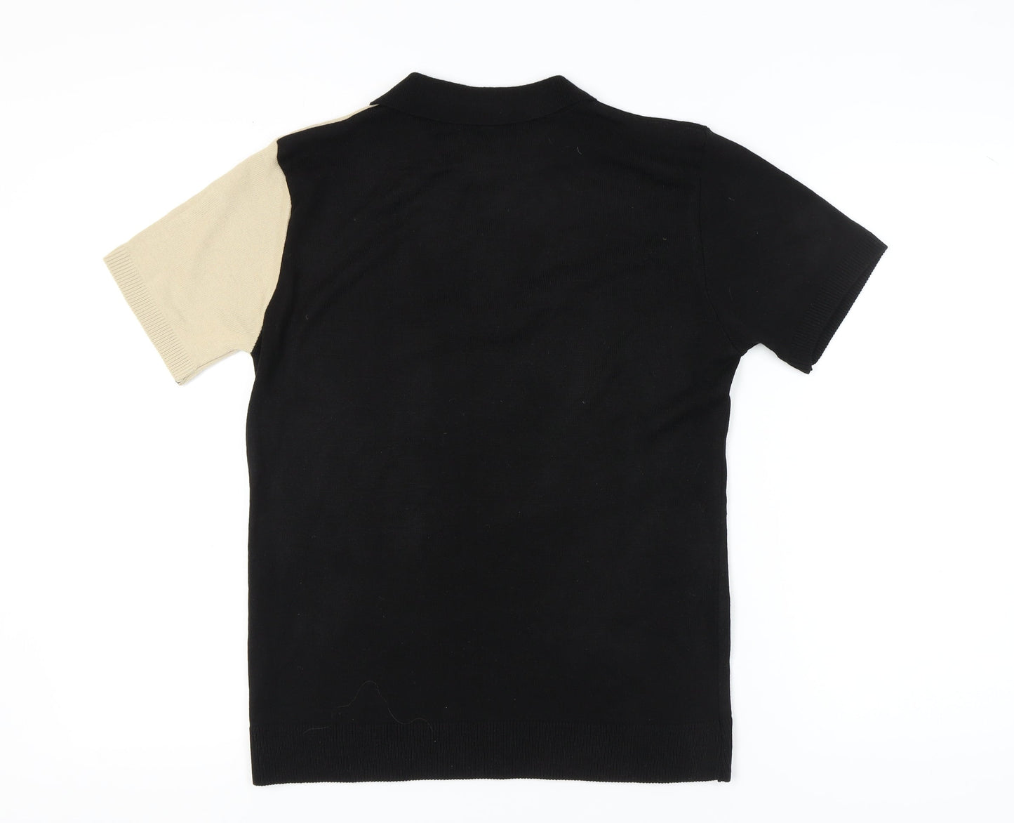 boohooMAN Men's XS Black Beige Full Zip Jumper