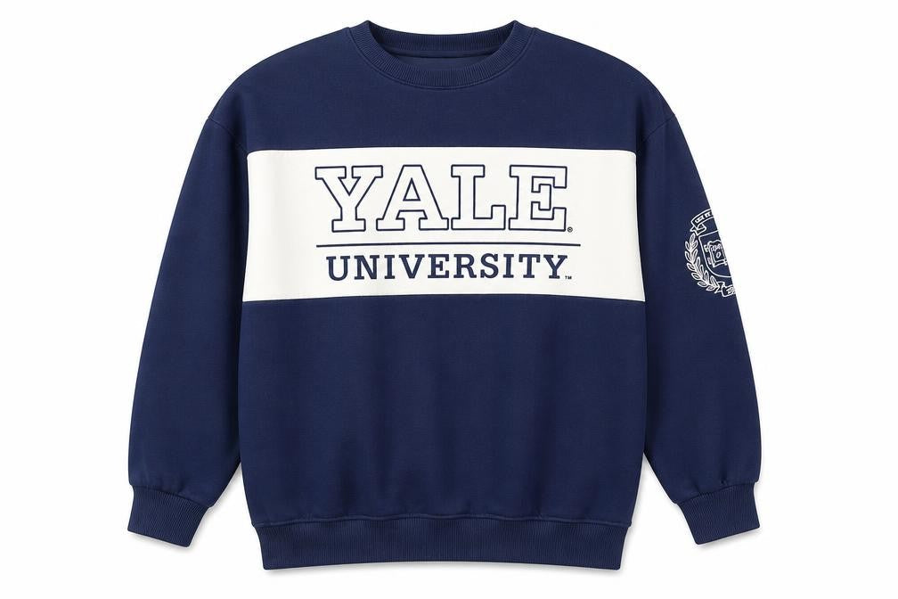 Front view of Yale University unisex blue xs sweatshirt pullover