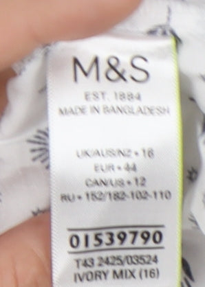 Womens UK Size 16 Marks and Spencer White Basic Blouse