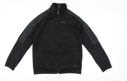 Additional front view of Adidas boys’ black full zip sweatshirt 11-12 years