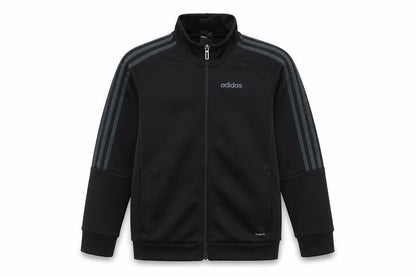 Front view of Adidas boys’ black full zip sweatshirt 11-12 years