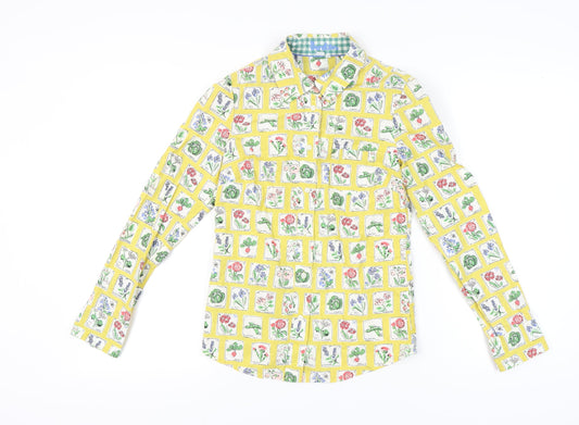 Boden Women's Yellow Floral Button-Up Shirt Size 6