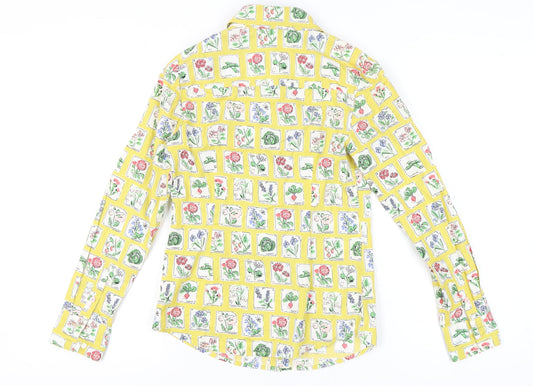 Boden Women's Yellow Floral Button-Up Shirt Size 6