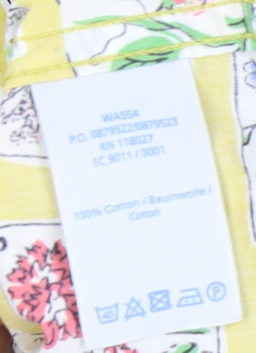 Boden Women's Yellow Floral Button-Up Shirt Size 6